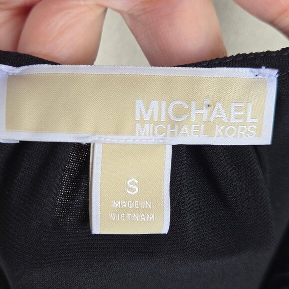 MICHAEL Michael Kors Size Small Black Shift Dress Chain Tassel Split V-neck - Picture 8 of 11